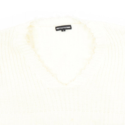 Womens UK Size S PRETTYLITTLETHING White Pullover Jumper