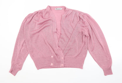Womens UK Size L KEENO Pink Cardigan Jumper