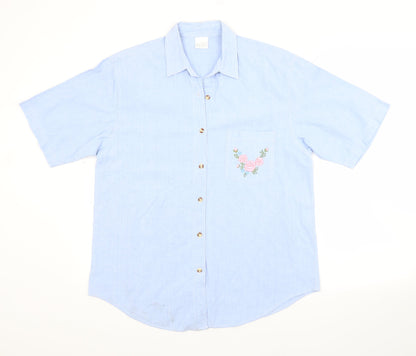 Womens UK Size L Preworn Blue Basic Button-Up