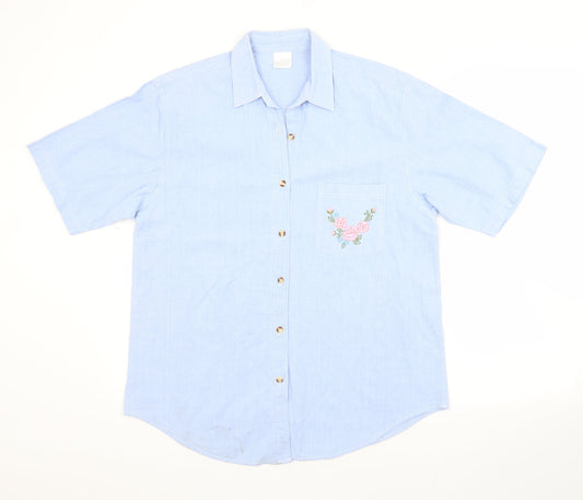 Womens UK Size L Preworn Blue Basic Button-Up