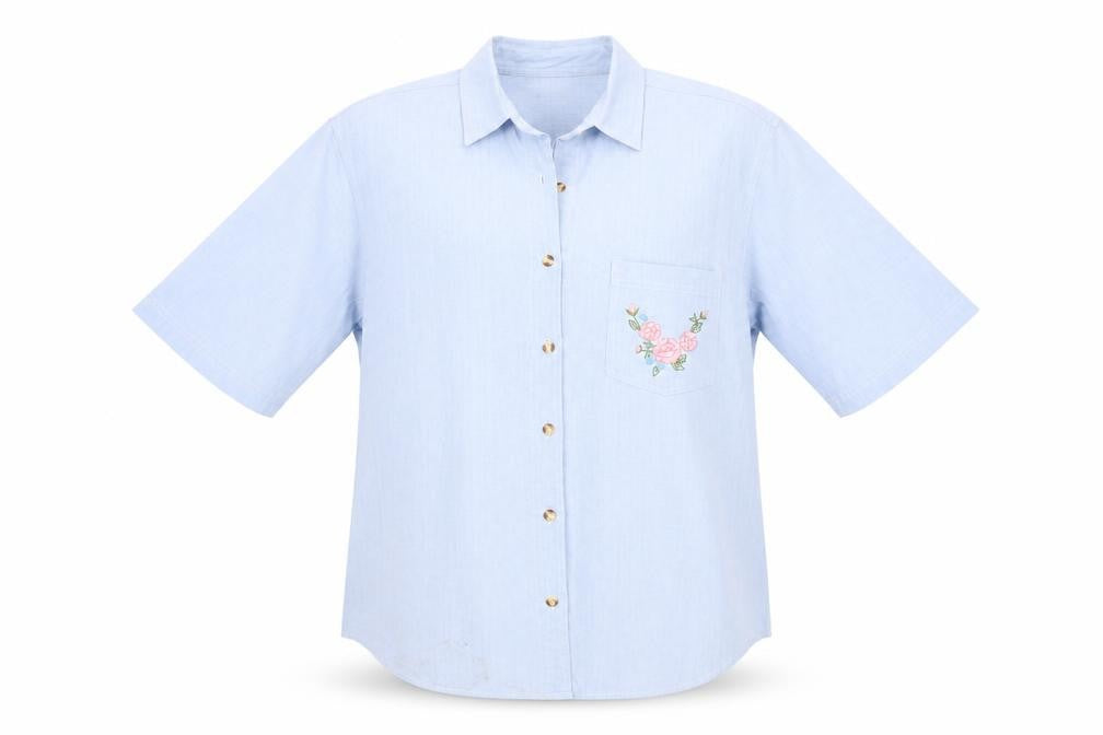 Womens UK Size L Preworn Blue Basic Button-Up