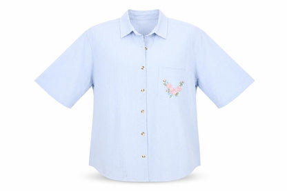 Womens UK Size L Preworn Blue Basic Button-Up