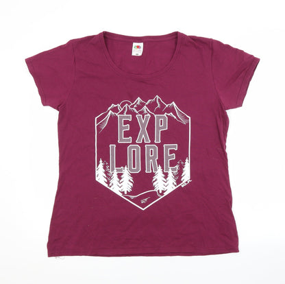 Womens UK Size XL Fruit of the Loom Purple Basic T-Shirt