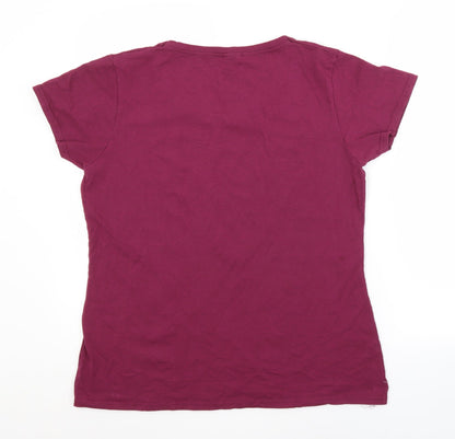 Womens UK Size XL Fruit of the Loom Purple Basic T-Shirt
