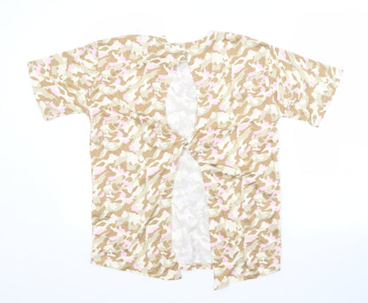 Noisy may Womens Brown Camouflage Cotton Basic T-Shirt Size M Crew Neck