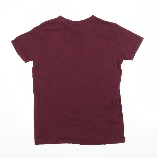 Primark Boys Purple  Cotton Basic T-Shirt Size 12-13 Years Crew Neck