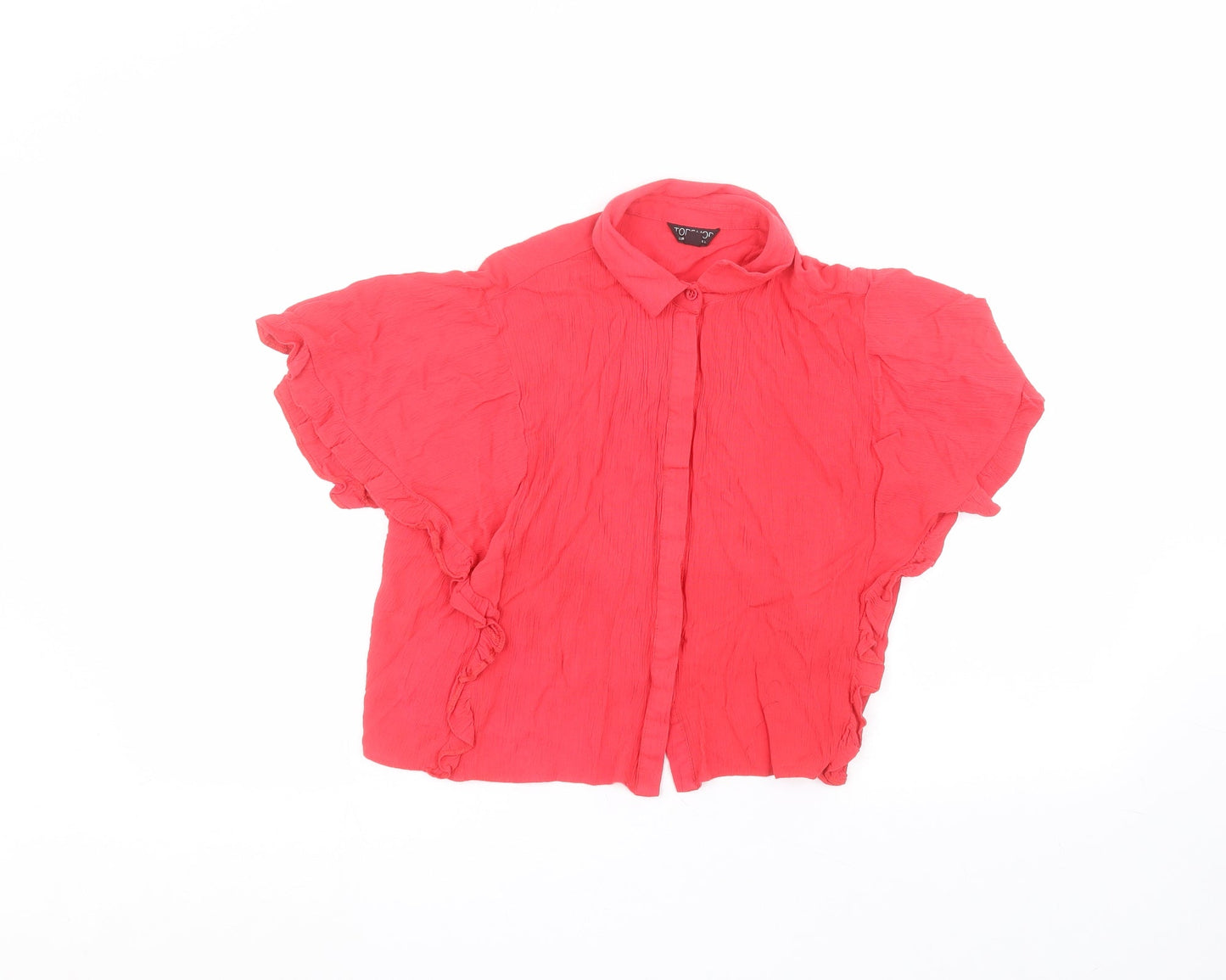 Womens UK Size 8 Topshop Pink Basic Button-Up