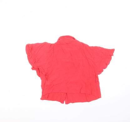 Womens UK Size 8 Topshop Pink Basic Button-Up