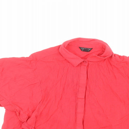 Womens UK Size 8 Topshop Pink Basic Button-Up