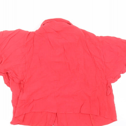 Womens UK Size 8 Topshop Pink Basic Button-Up