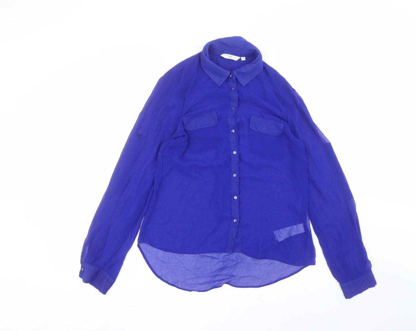 Womens UK Size 8 New Look Blue Basic Button-Up