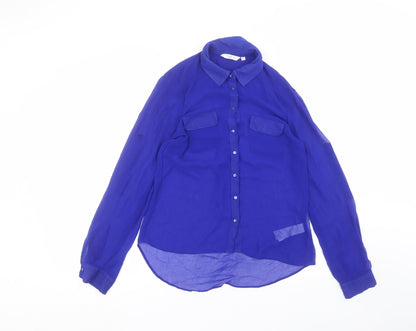 Womens UK Size 8 New Look Blue Basic Button-Up