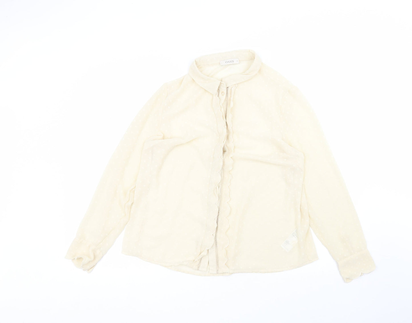 Womens UK Size 16 Oasis Beige Basic Button-Up