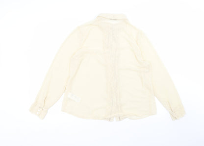 Womens UK Size 16 Oasis Beige Basic Button-Up
