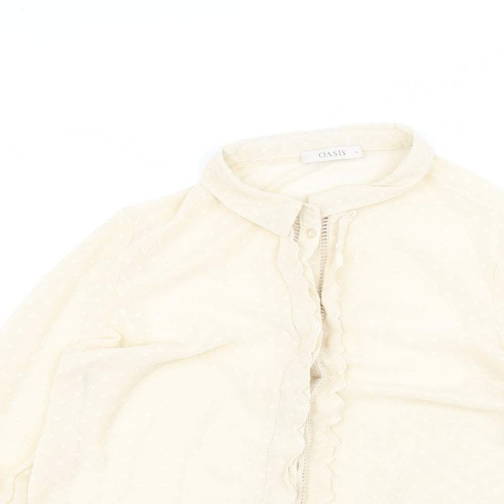 Womens UK Size 16 Oasis Beige Basic Button-Up