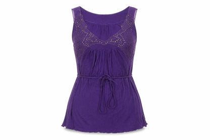 Topshop Womens Purple  Viscose Basic T-Shirt Size 10 Round Neck