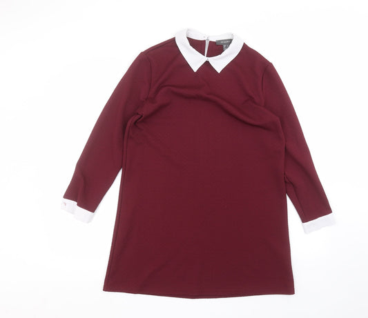 Primark Womens Red Collared  Polyester Pullover Jumper Size 12