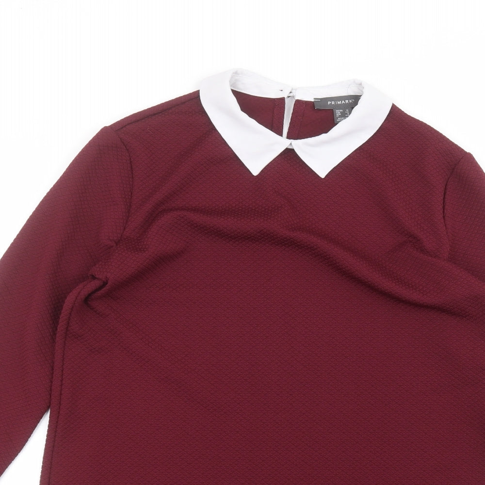 Primark Womens Red Collared  Polyester Pullover Jumper Size 12