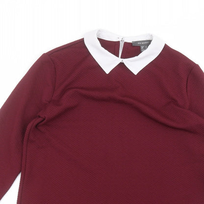 Primark Womens Red Collared  Polyester Pullover Jumper Size 12