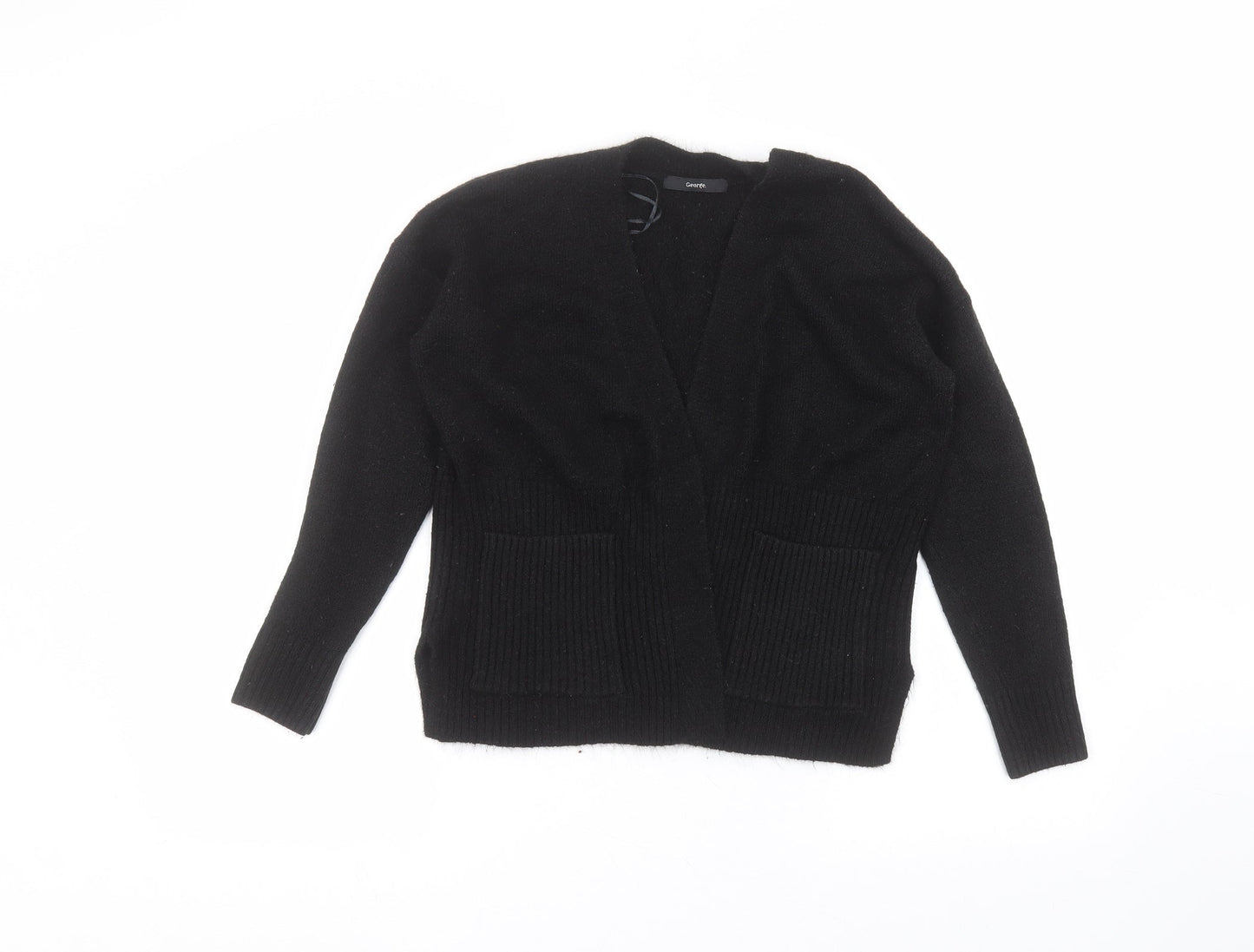 George Womens Black V-Neck  Acrylic Cardigan Jumper Size S