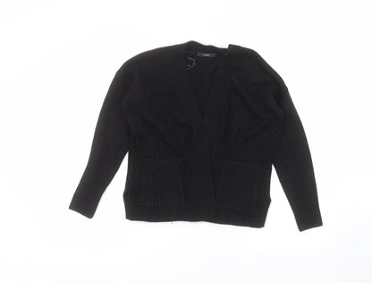 George Womens Black V-Neck  Acrylic Cardigan Jumper Size S