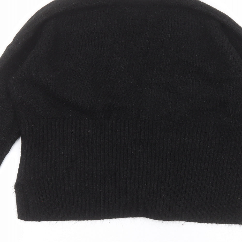 George Womens Black V-Neck  Acrylic Cardigan Jumper Size S