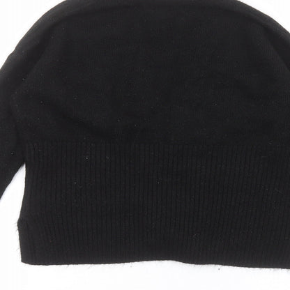 George Womens Black V-Neck  Acrylic Cardigan Jumper Size S