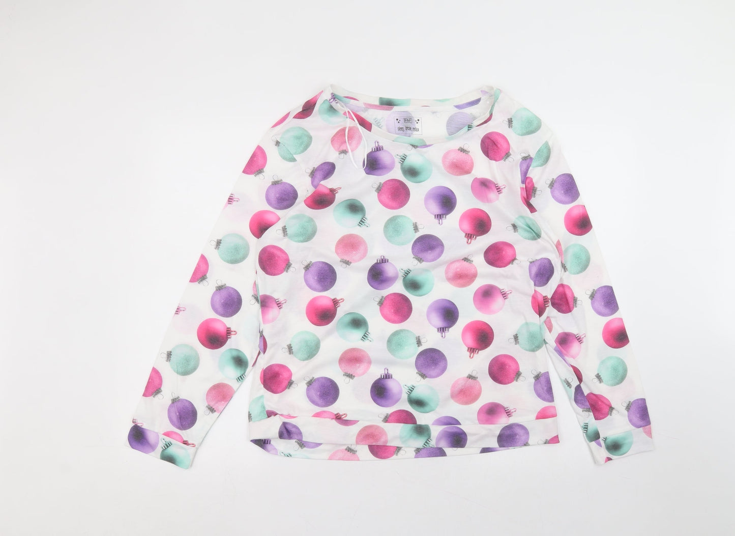 F&F Womens White Round Neck  Polyester Pullover Jumper Size 12