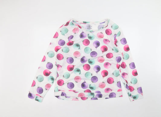 F&F Womens White Round Neck  Polyester Pullover Jumper Size 12