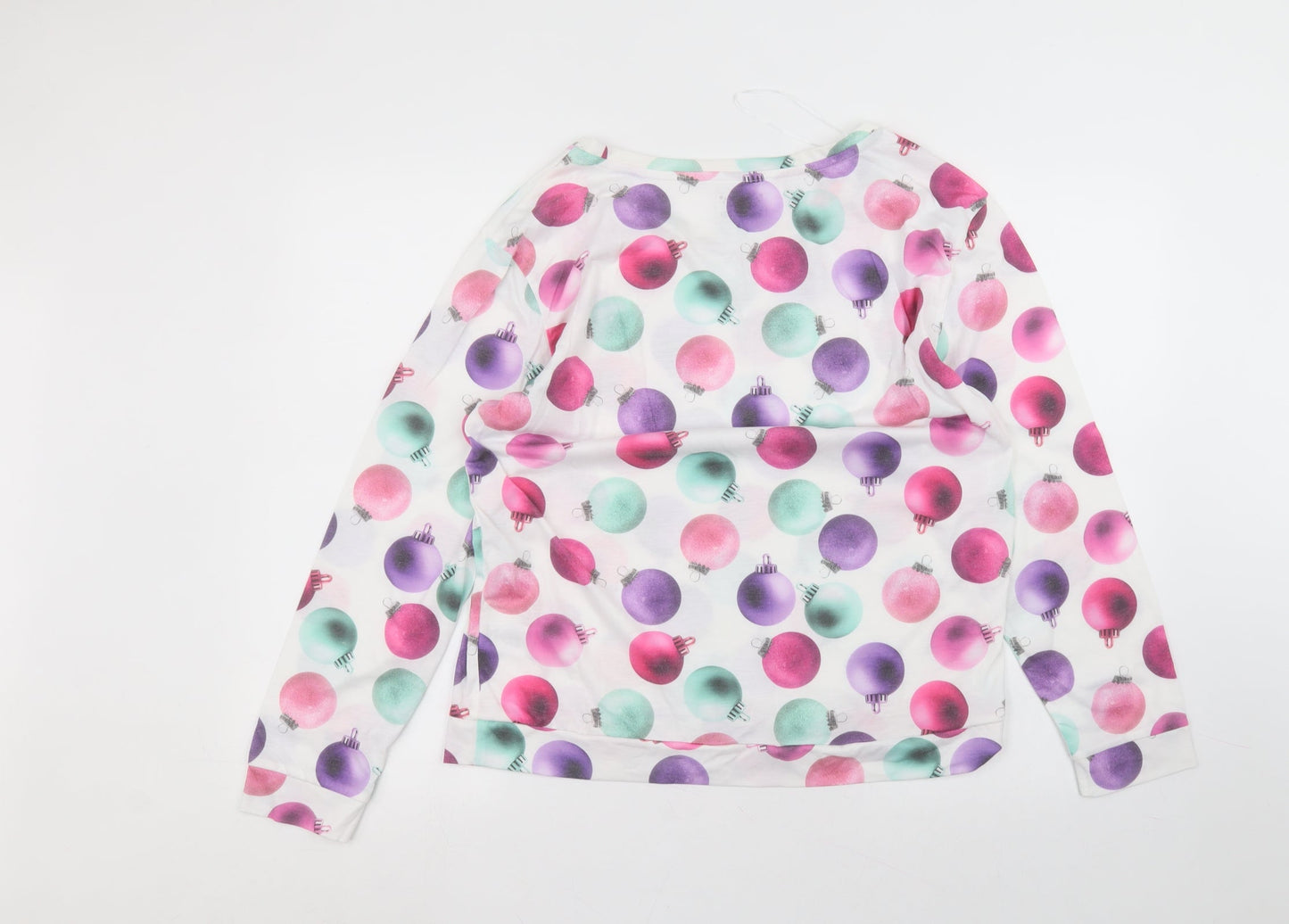 F&F Womens White Round Neck  Polyester Pullover Jumper Size 12