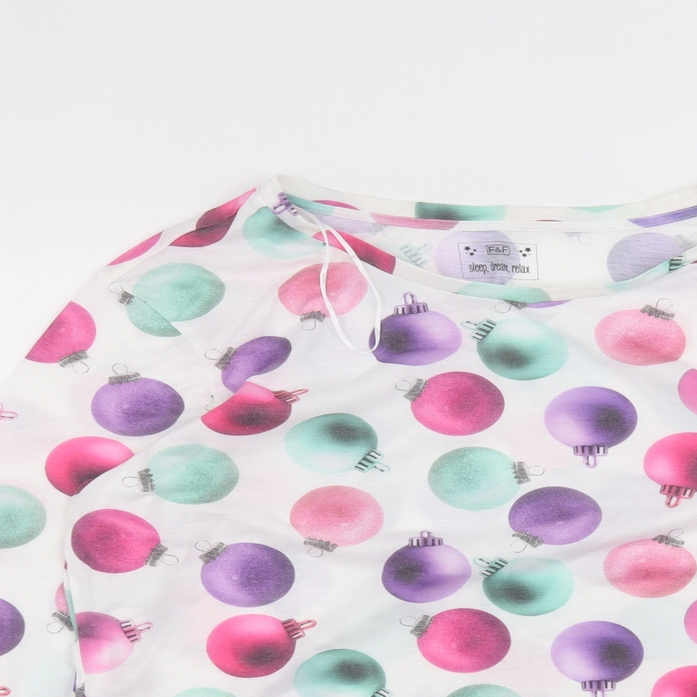 F&F Womens White Round Neck  Polyester Pullover Jumper Size 12