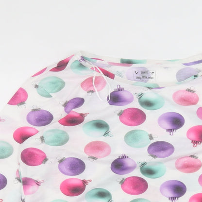 F&F Womens White Round Neck  Polyester Pullover Jumper Size 12