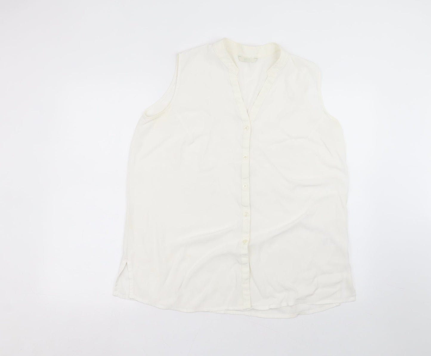Womens UK Size 16 Marks and Spencer White Basic Button-Up