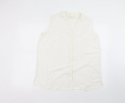 Womens UK Size 16 Marks and Spencer White Basic Button-Up