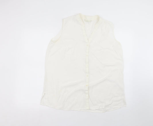Womens UK Size 16 Marks and Spencer White Basic Button-Up