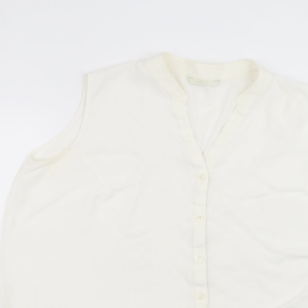 Womens UK Size 16 Marks and Spencer White Basic Button-Up