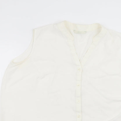 Womens UK Size 16 Marks and Spencer White Basic Button-Up