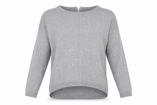 Front view of Atmosphere women’s grey cotton basic t-shirt, size S, round neck