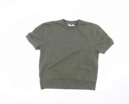 Topman Mens Green Round Neck  Cotton Pullover Jumper Size XS