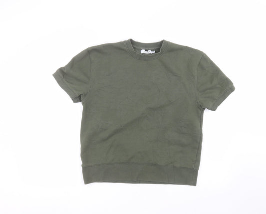 Topman Mens Green Round Neck  Cotton Pullover Jumper Size XS