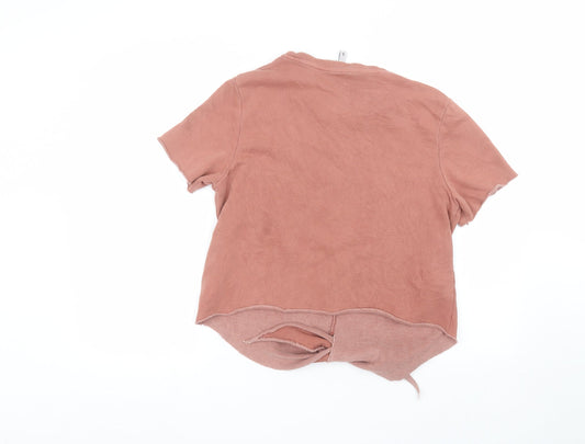 H&M Womens Pink  Cotton Basic T-Shirt Size L Round Neck