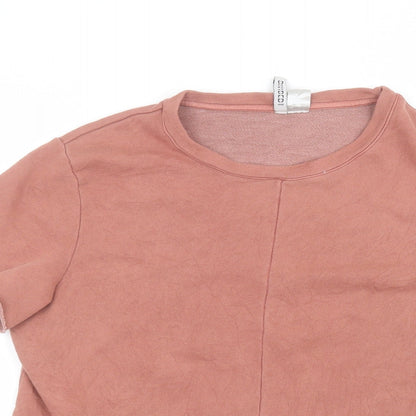 H&M Womens Pink  Cotton Basic T-Shirt Size L Round Neck