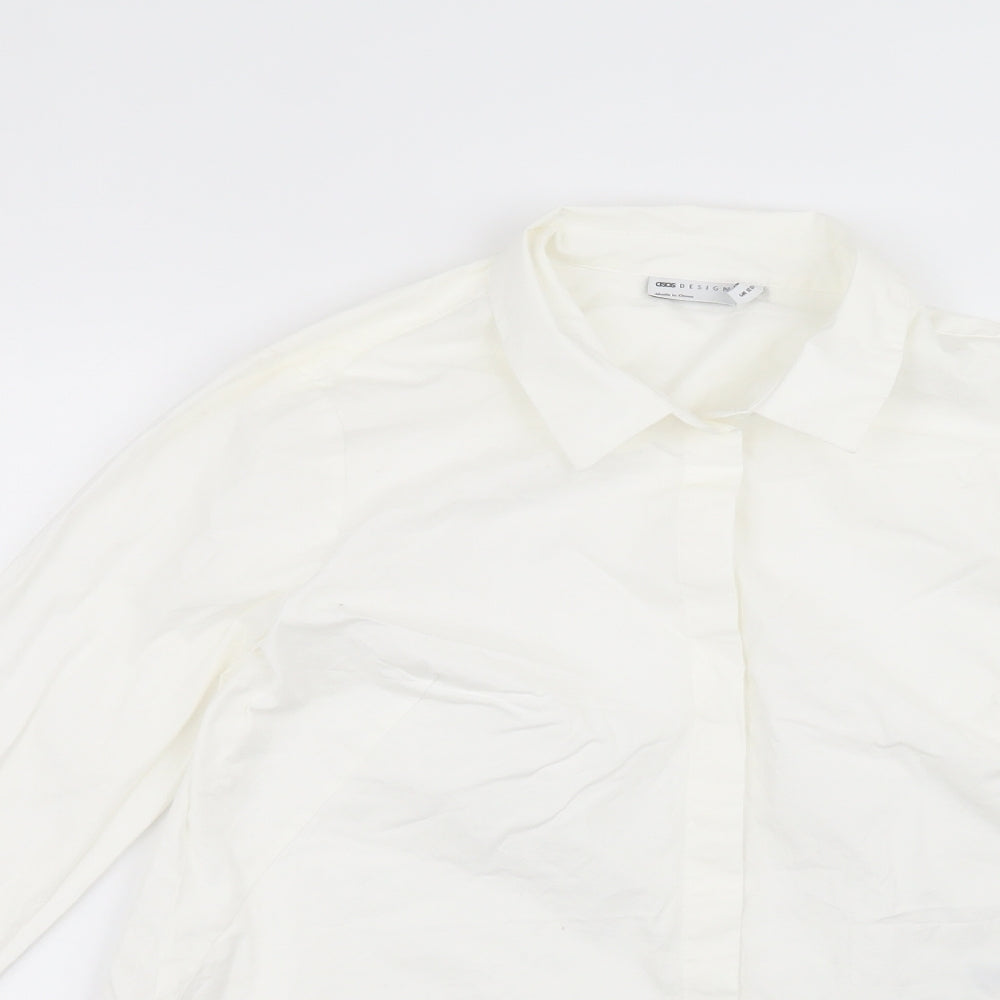 Womens UK Size 12 ASOS White Basic Button-Up