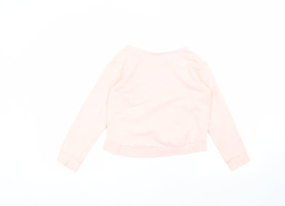 H&M Girls Pink Round Neck  Cotton Pullover Jumper Size 9-10 Years