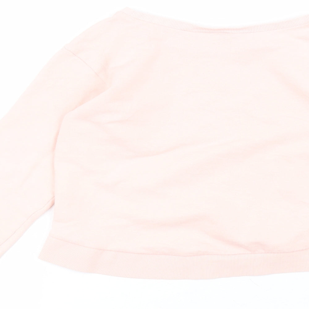H&M Girls Pink Round Neck  Cotton Pullover Jumper Size 9-10 Years