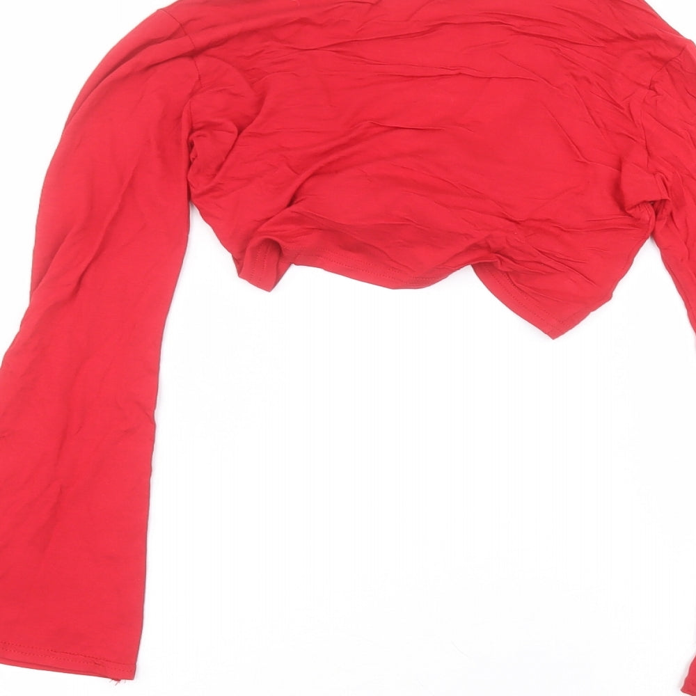 Boohoo Womens Red V-Neck  Viscose Cardigan Jumper Size 6