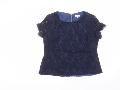 Womens UK Size 16 Country Club Blue Basic T-Shirt