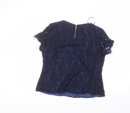 Womens UK Size 16 Country Club Blue Basic T-Shirt