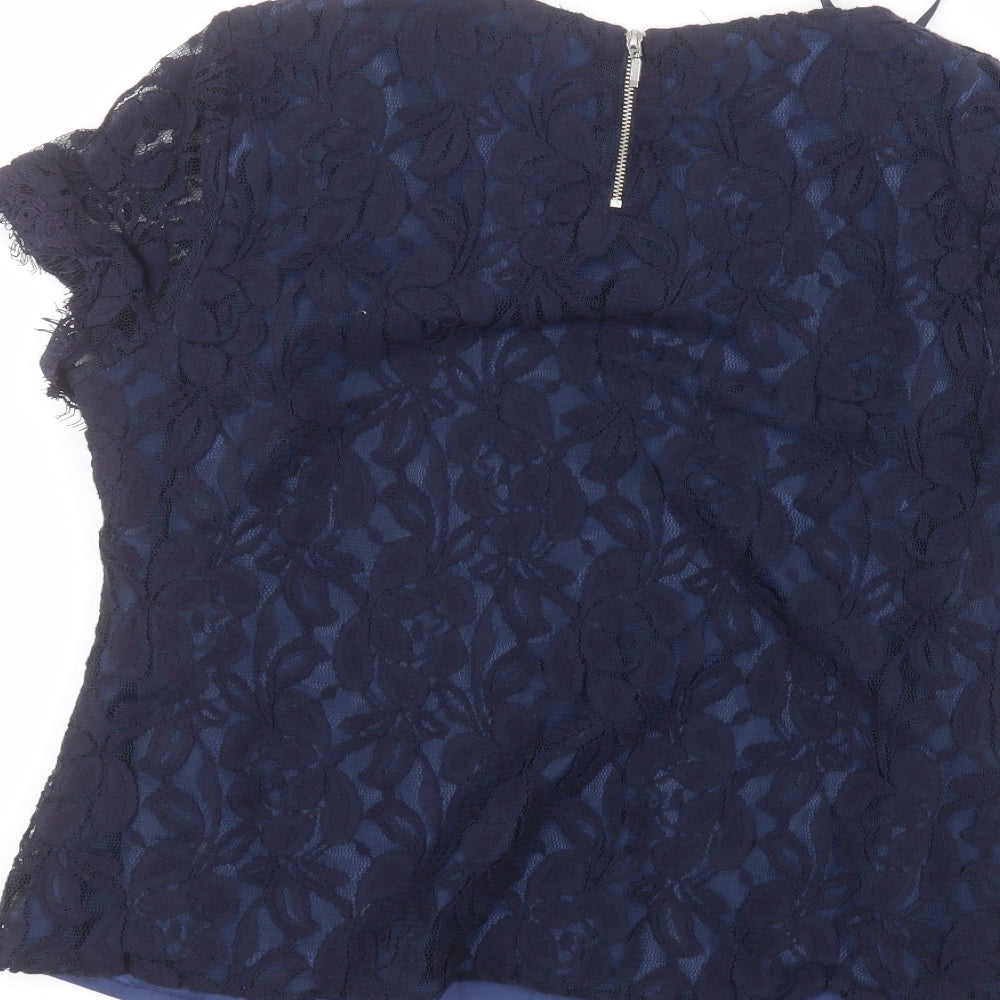 Womens UK Size 16 Country Club Blue Basic T-Shirt