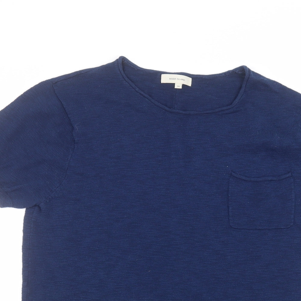 Womens UK Size M River Island Blue Basic T-Shirt
